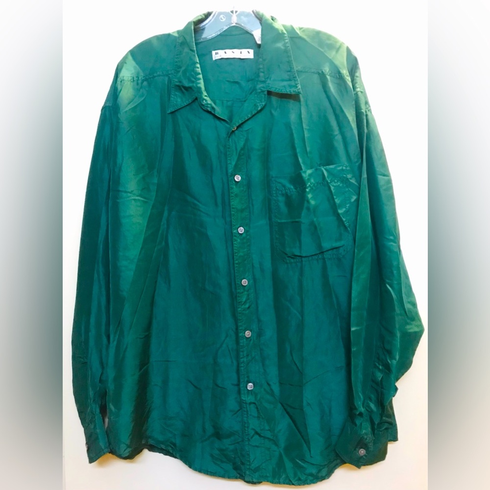 Basix Fenn Wright Manson Green Silk Blouse
